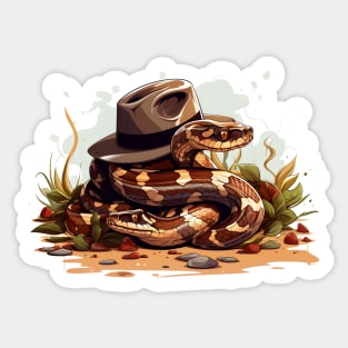 Snakes Slithering Under a Brown Fedora - Adventure Sticker
